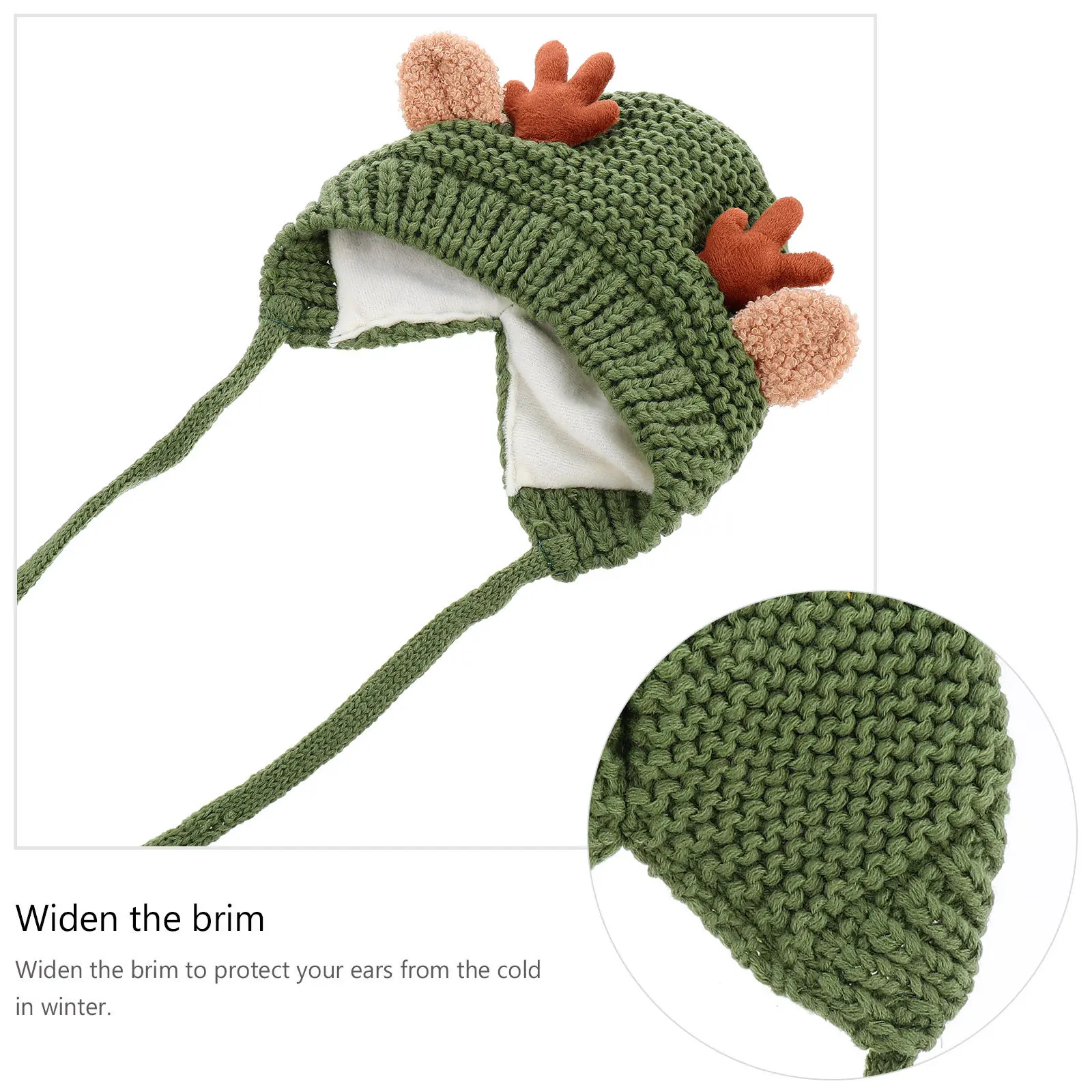 

1Pcs Christmas Antler Hat for Kids Premium Knitted Winter Warm Hat with 3D Antlers Cotton Lined Ear Protection Gift for Girls
