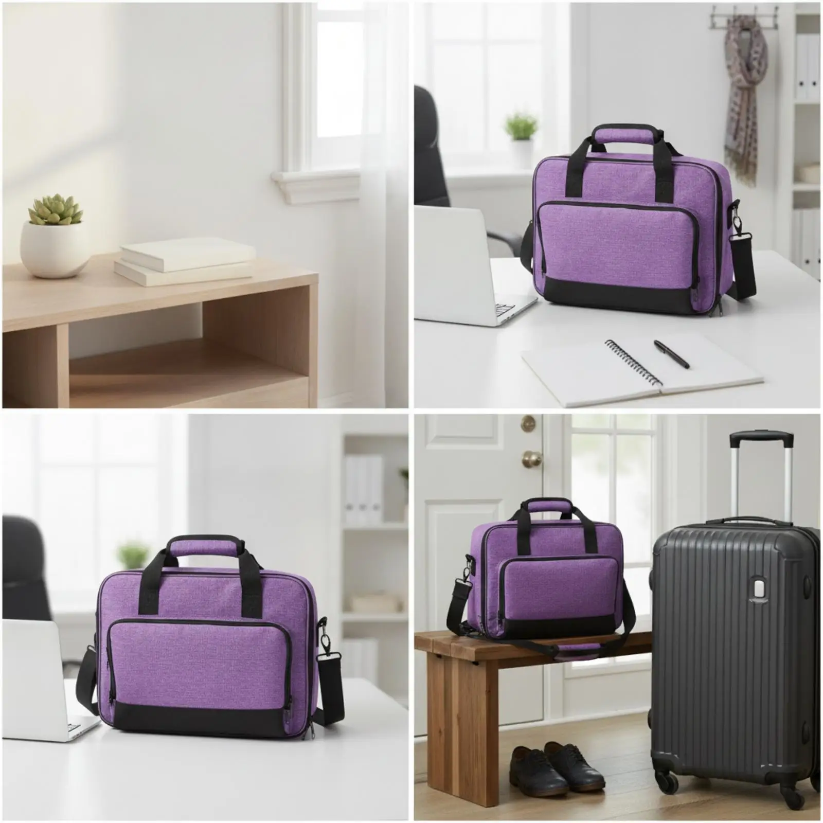 Presentation bag with detachable shoulder strap and padded compartments,