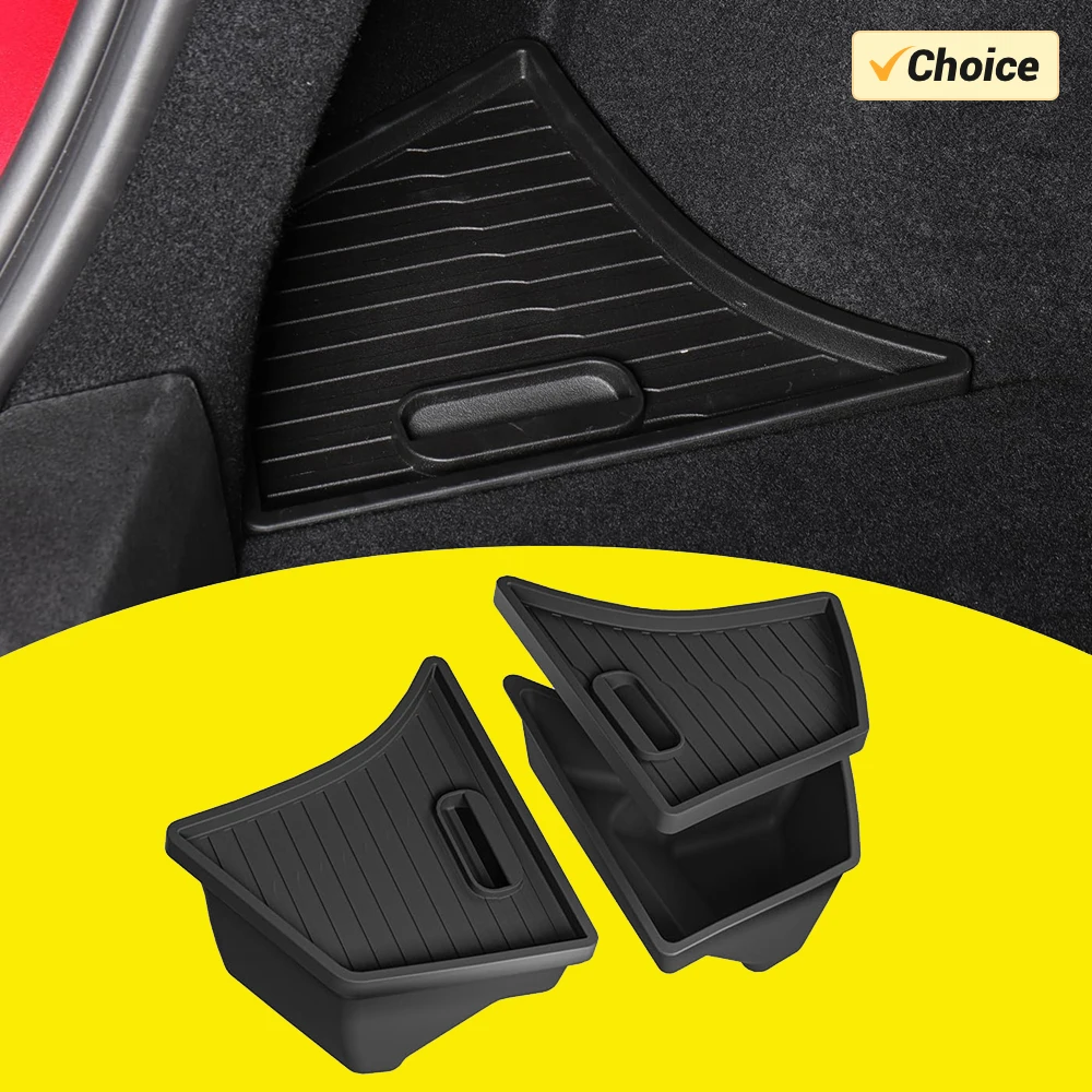 2024 2025 テスラモデル 3 ハイランドリアトランクオーガナイザーサイド収納ボックスブーツマットビン TPE 植毛蓋カバーカーアクセサリー