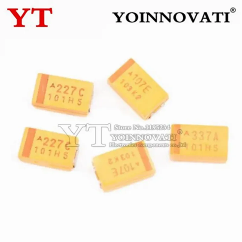 100 sztuk 6V 10V 16V 25V 35V 50V 10UF 22UF 33UF 47UF 100UF 220UF 330UF 470UF D typu SMD kondensator tantalowy