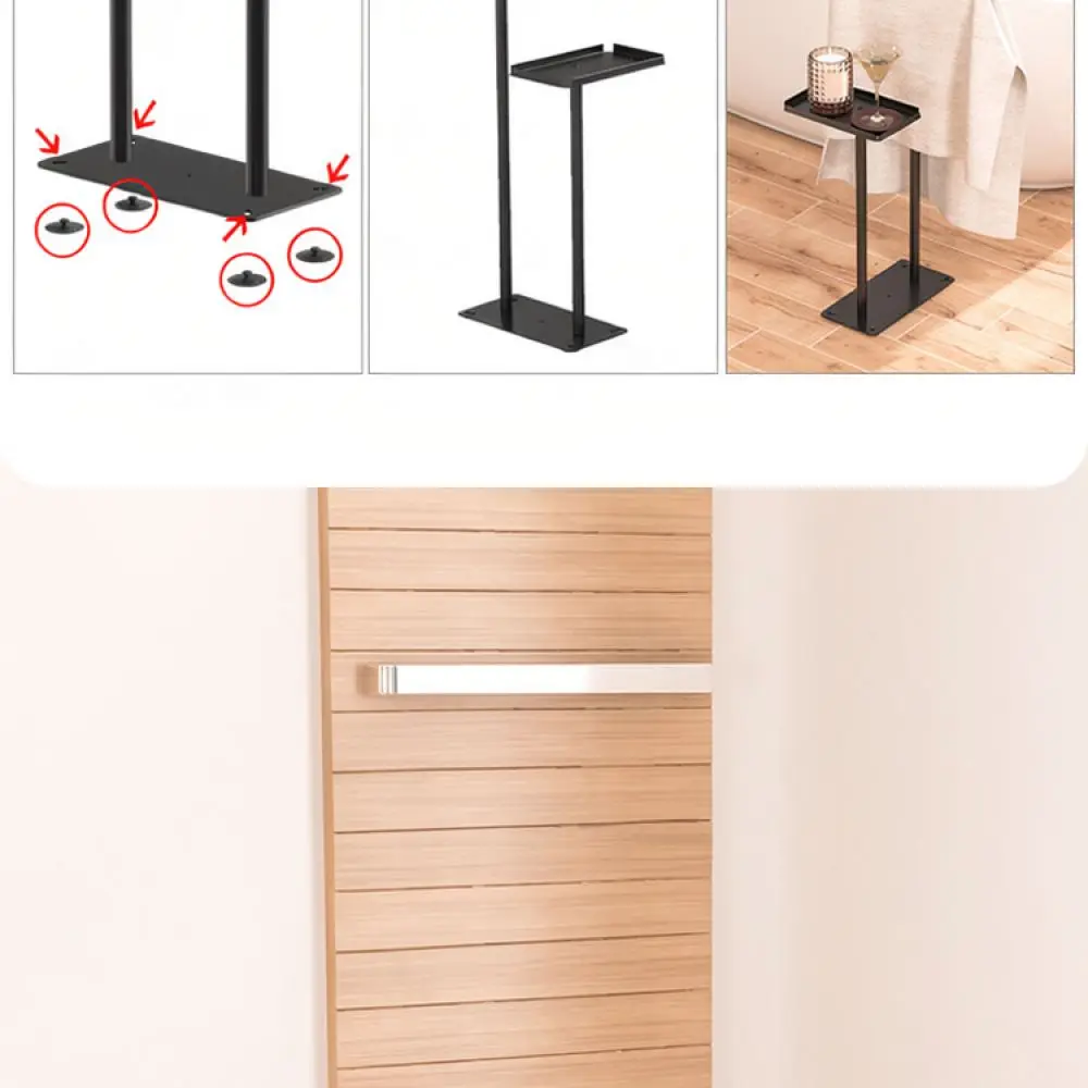 Bathroom Metal Towel Holder Stand Free Standing Organizer Rack Double Bar Storage Shelf Modern Furniture