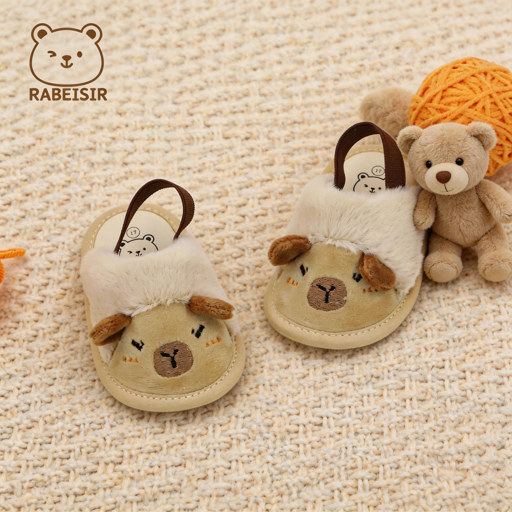 

RABEISIR baby slippers, baby walking shoes, boys and girls' home shoes, 6-12-18 months, indoor anti slip and breathable