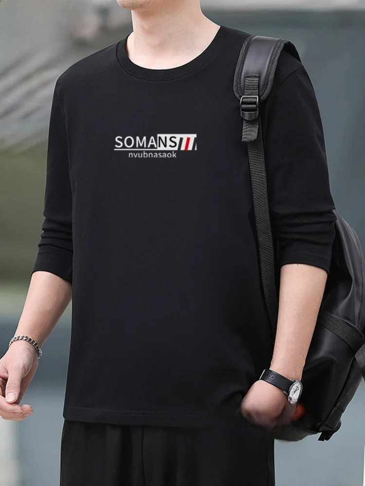 

Paul 2025 Spring Autumn Men's Pure Cotton Long Sve T-irt Trendy Loose Print Mid-Young Breathable Soft Skin-friendly