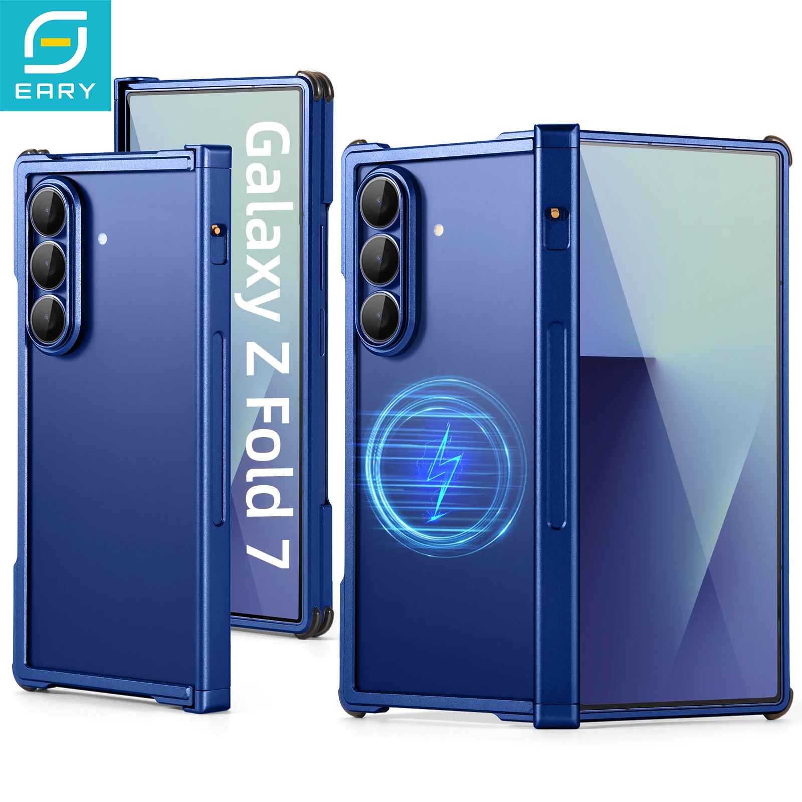 

Eary для Samsung Galaxy Z Fold 7, чехол для телефона Magsafe, алюминиевый металлический чехол, безрамный простой бампер, противоударный защитный чехол