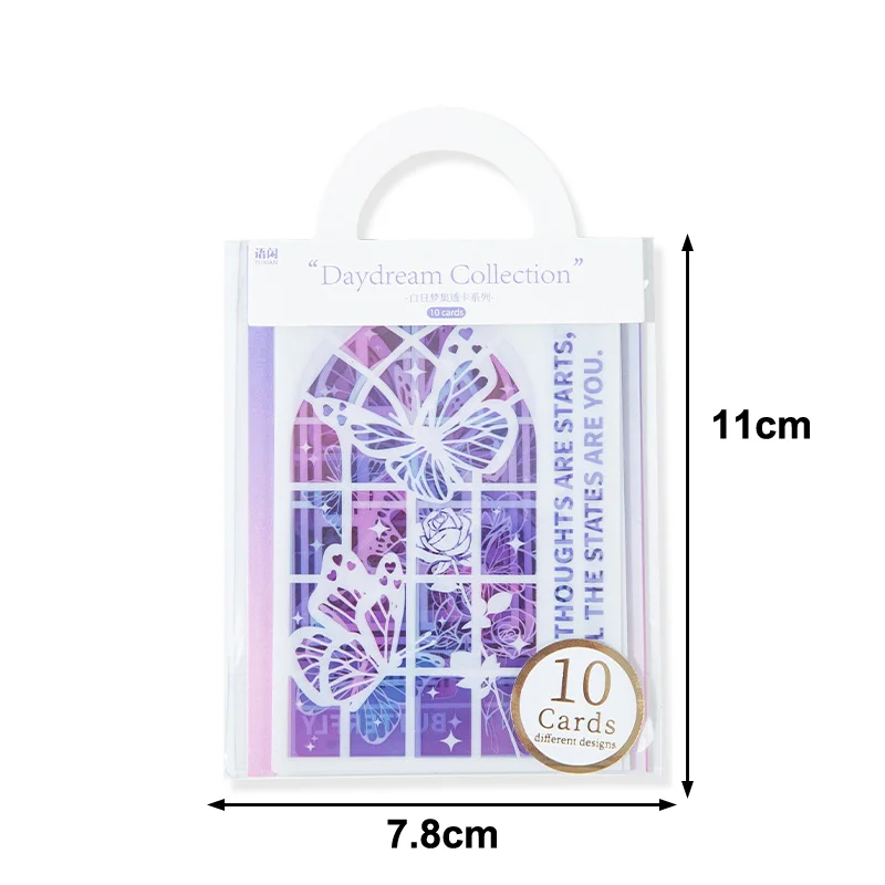 10 листов/пакет, бабочка, цветок, ПВХ, сквозная карта, украшение ветра, ручной счет, поток, конопляный фон, студенческая карта