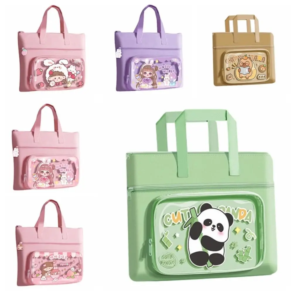 

Kawaii Capybara Tote School Bag Cartoon Handheld Capybara Tutorial Bag Portable with Handle a4 File Bag Office Supplies