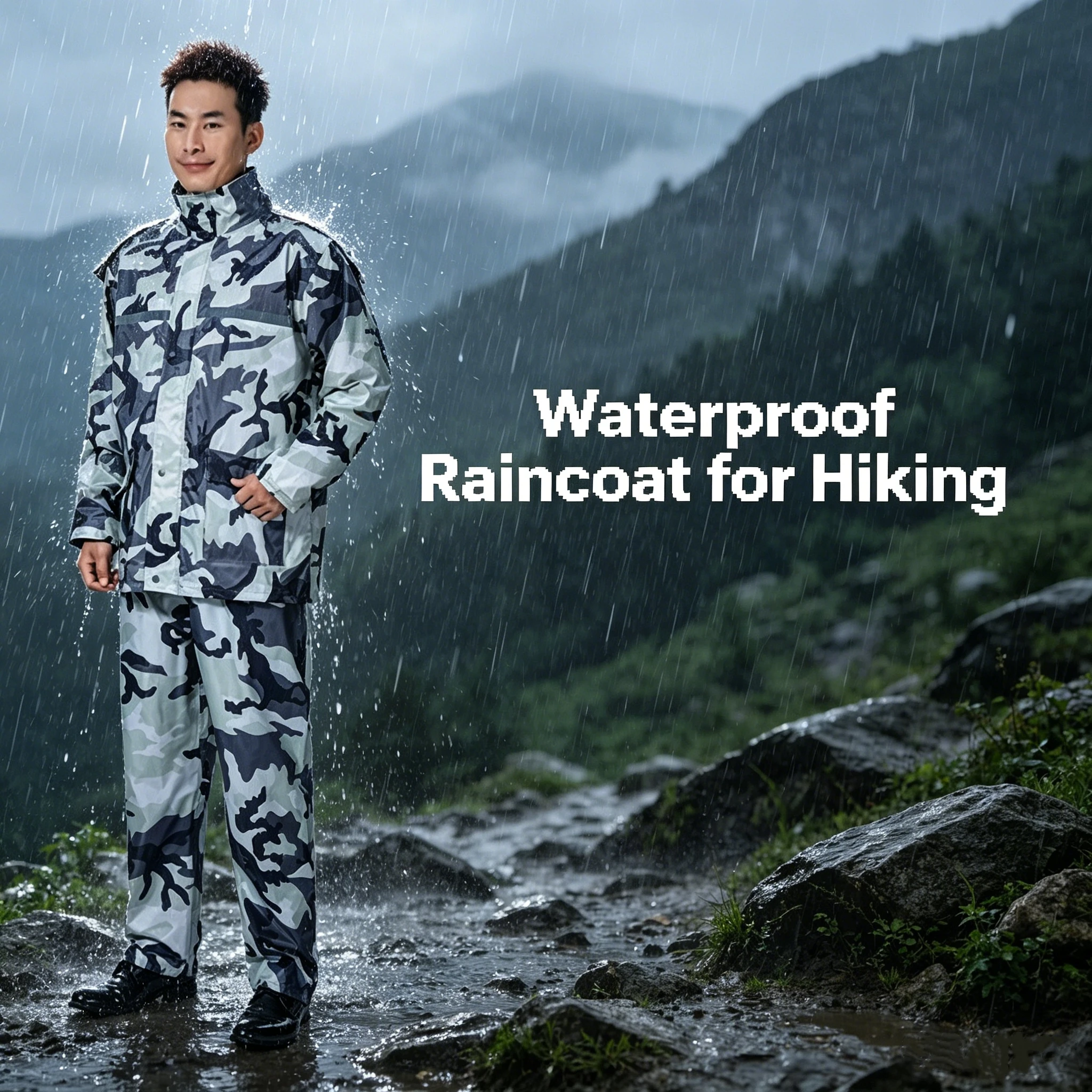 Camouflage Split Type Raincoat for Outdoor Riding Rider-Specific Comfortable Breathable Rain Jacket