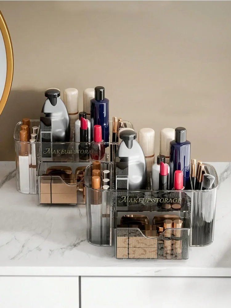 Desktop Drawer-Style Cosmetic Storage Box Transparent Jewelry Stationery Organizer Plastic Display Case Cosmetic Container Boxes