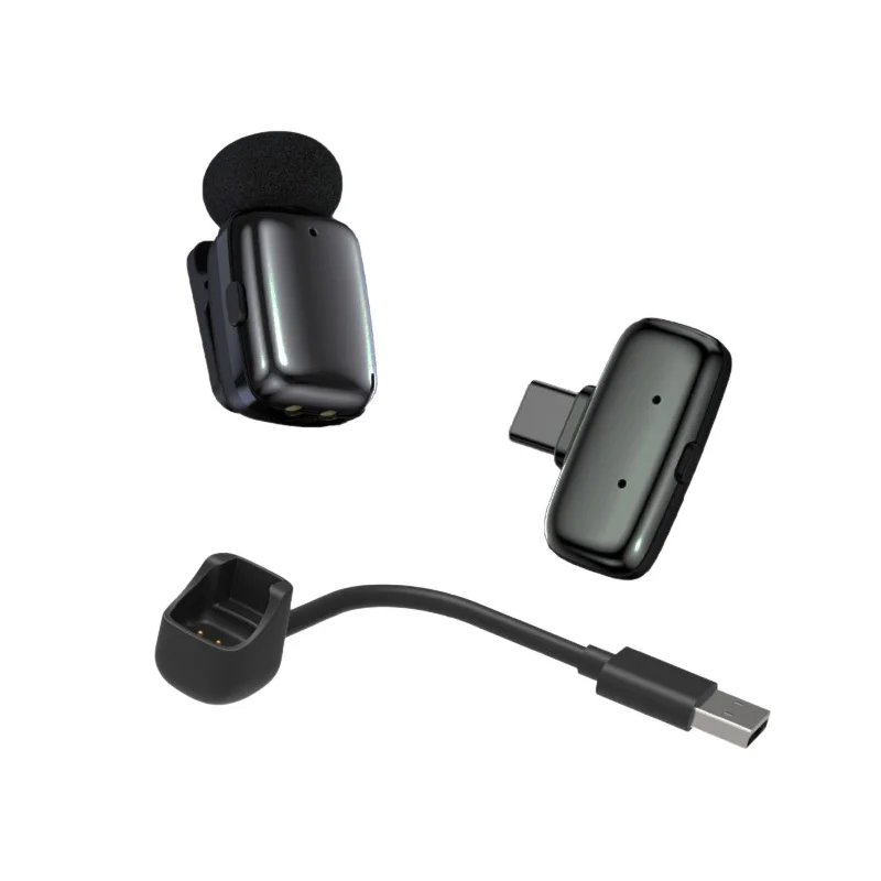 Micrófono de solapa inalámbrico 2.4G, mini micrófono para iPhone iPad Android Type-C, grabación de video, transmisión en vivo 6