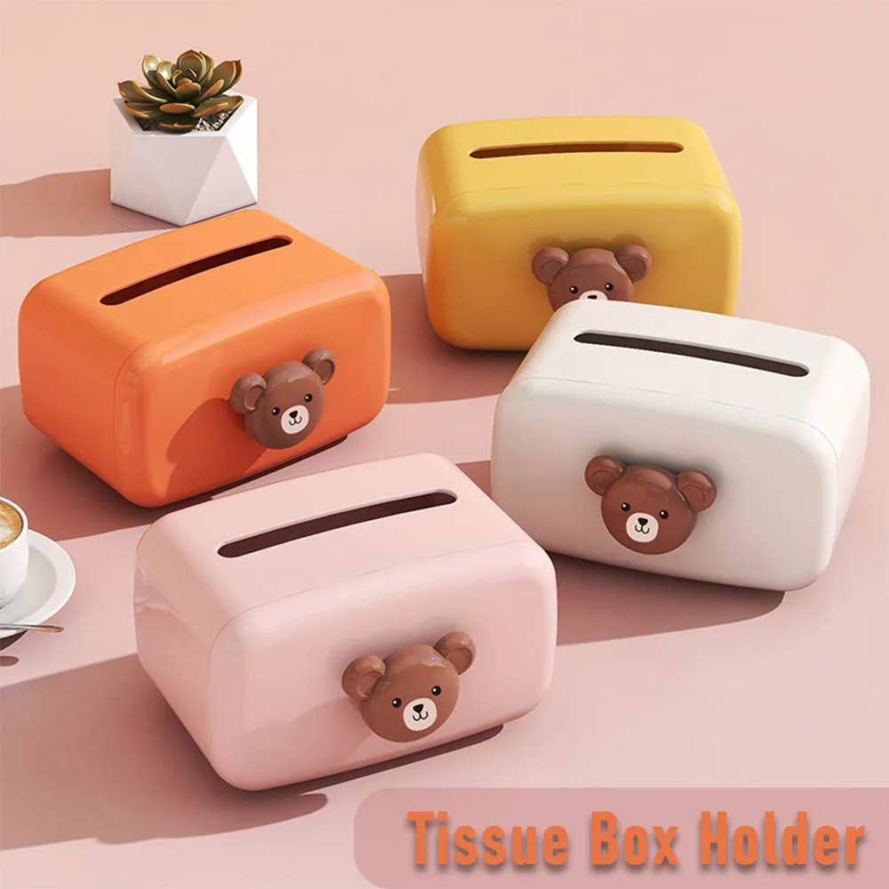 

Cartoon Tissue Box Cover Multi‑Function Napkin Pumping Box Toilet Paper Holder Storage for Dining Table Living Room Bedroom