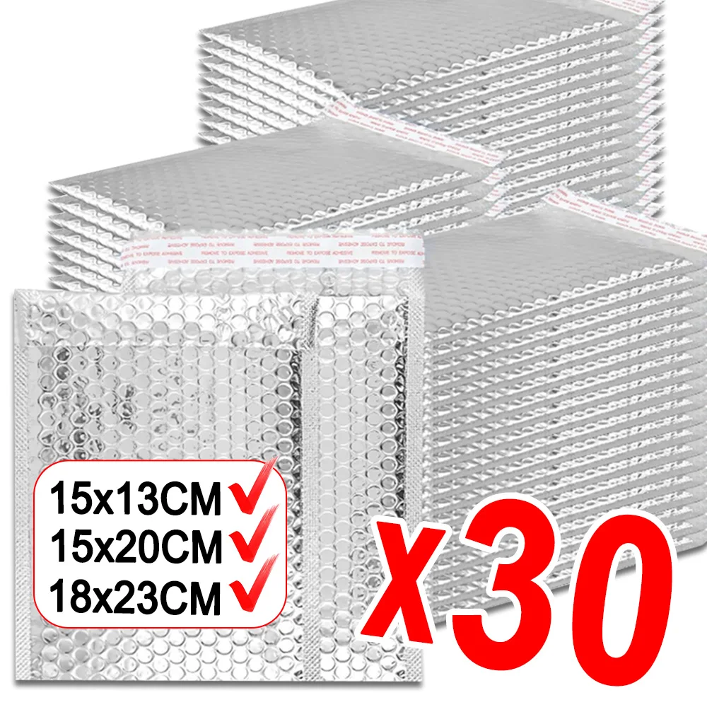 30-10Pcs Bubble Mailers Aluminized Film Bubble Mailers Waterproof  Self-Adhesive Sealing Foam Envelope for Packaging and Mailing