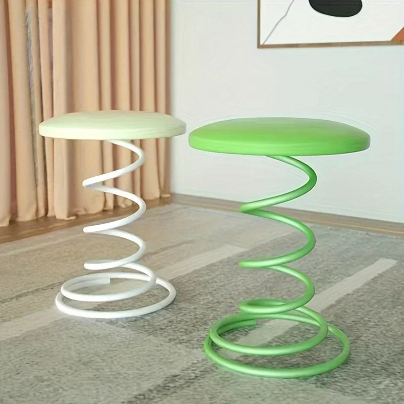 1pc Iron Home Spring Chair, Personality Light Luxury Creative Bar Stool, Fashion Spring Shape Stool For Restaurant Home Bar