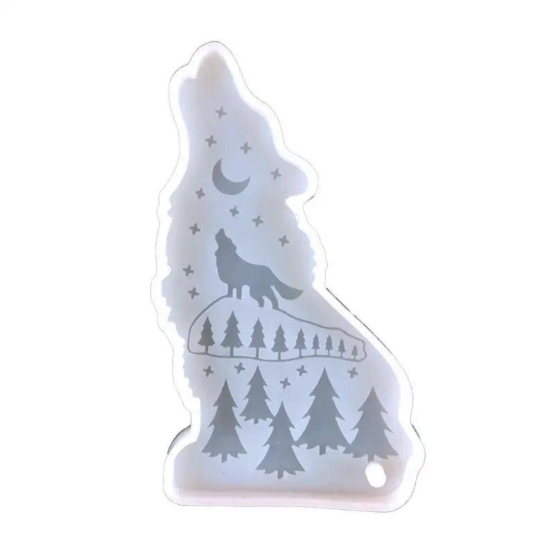 A52E Shiny Wolf Schlüsselbund Epoxy Harz Form Halskette Anhänger Silikon Form DIY Handwerk Schmuck Decortaion Casting Mould – Detail 7