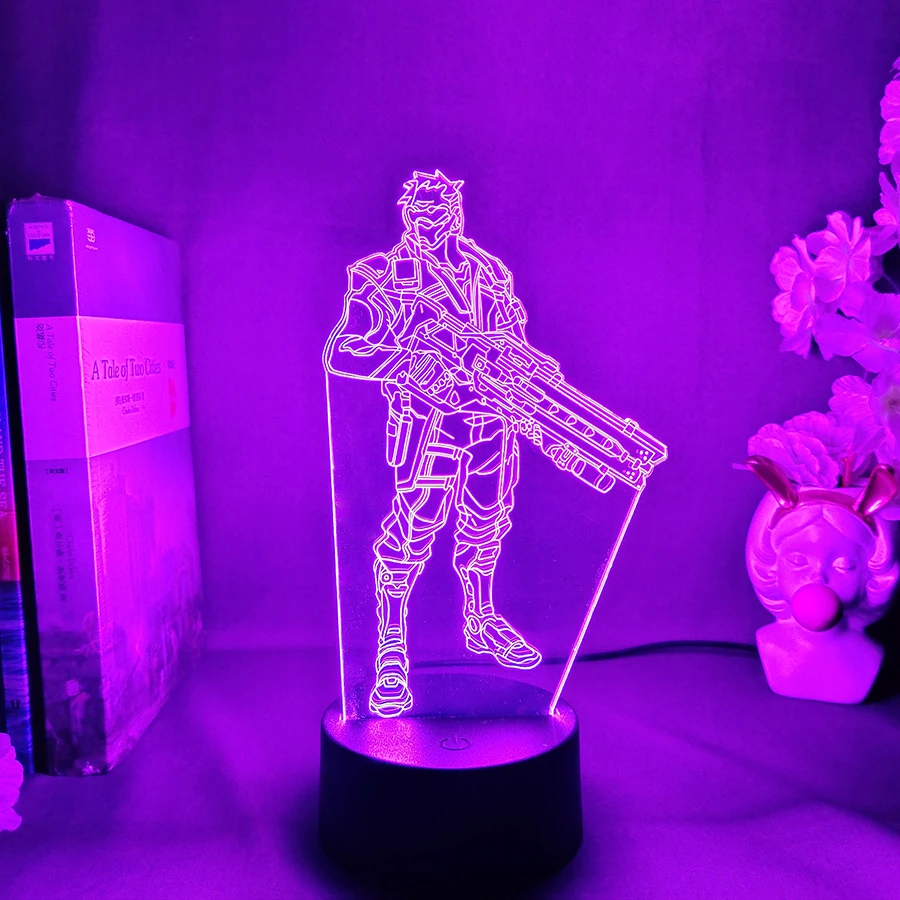 Overwatch OW Game Figure Lamp Soldier:76 3D Led Neon RGB Night Lights Birthday Gift For Friends Gaming Room Tablorful Decoration