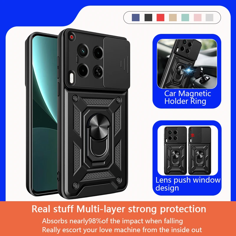 For Tecno Camon 30 5G 4G Case Slide Camera Lens Armor Phone Case For Camon 30pro 30 Premier Camon30 Pro 5G Car Holder Back Cover