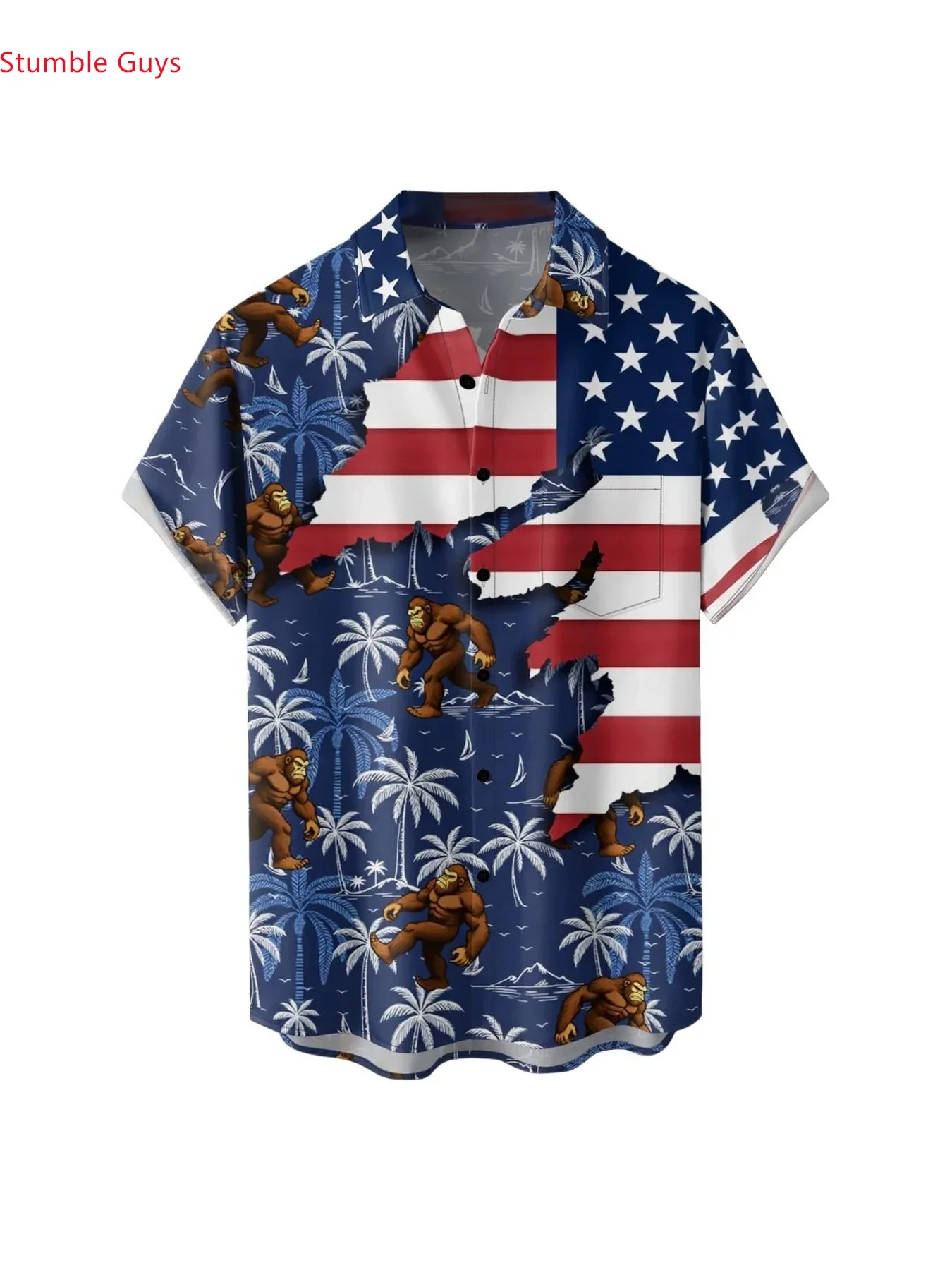 

Summer Fashion Party Hawaiian Shirt For Men Casual Man Short Sleeve Stylish Print Beach Wear Breathable Holiday Tops