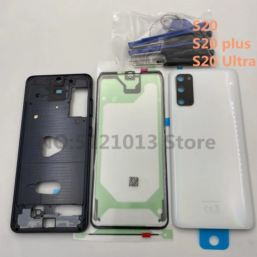 New FOR Samsung Galaxy S20+PLUS Ultra Full Housing Case Back Cover Front Screen Glass Lens+Middle Frame Complete Parts