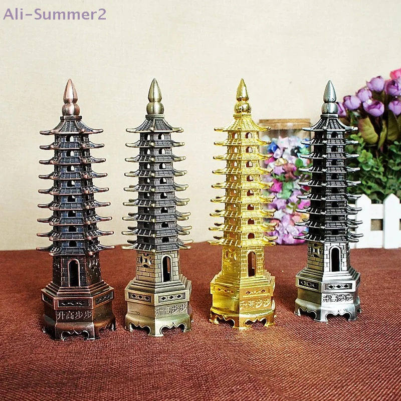 Zinc Alloy Feng Shui Education Tower Levels Wen Chang Pagoda Desktop Ornaments