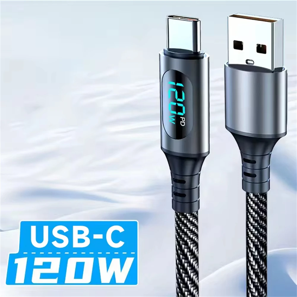 NNBILI 120W 6A USB-A-auf-Typ-C-Kabel, schnelles Ladekabel für MacBook Pro, Xiaomi, Samsung, POCO, USB-C-auf-Typ-C-Displaykabel