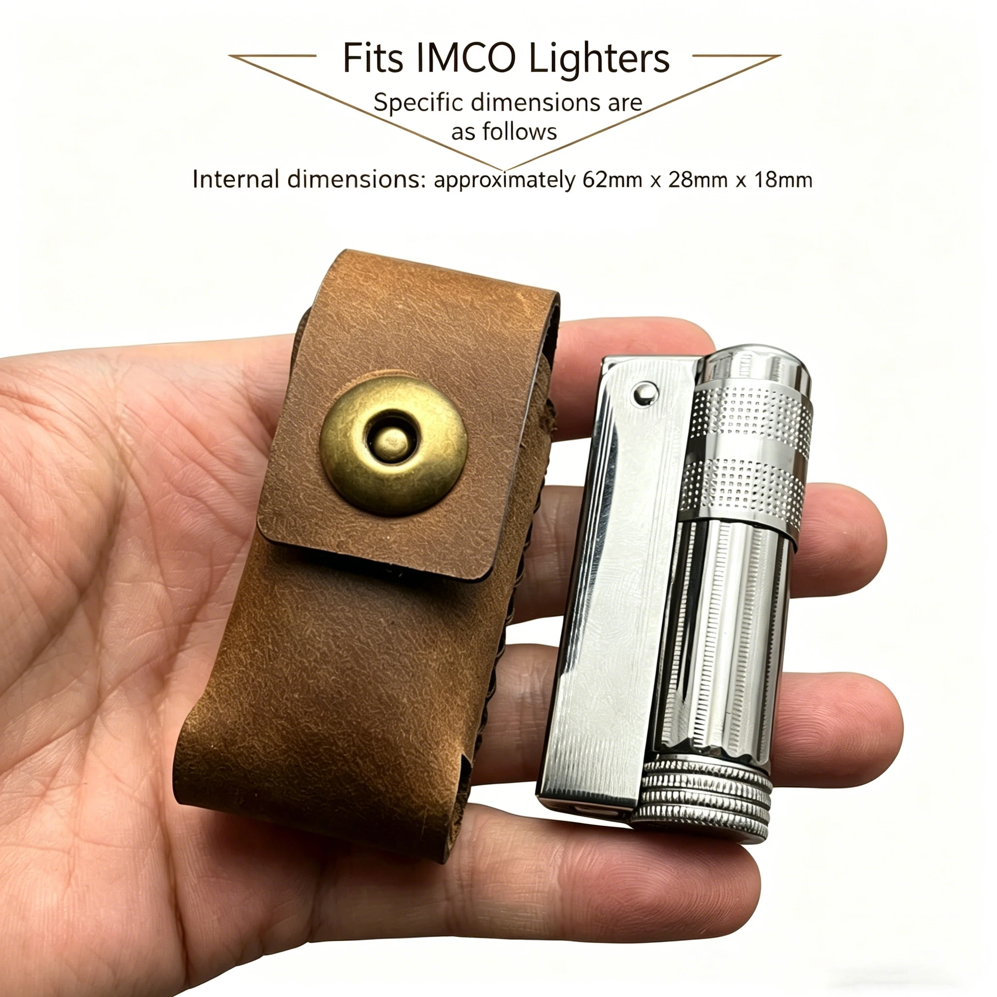 Handmade Fliptop Leather IMCO 6700 6600 Lighter Pouch Holder Case with Pocket Belt Loop Genuine Leather Stitched Lighter Shell