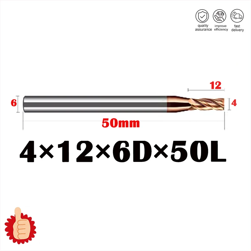 HRC60 fresa a candela muslimah 4 fresa a flauto rivestimento in lega utensile da taglio in acciaio al tungsteno 4MM frese a candela CNC