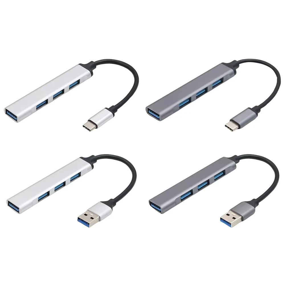 USB 3.0 Hub 4 in 1 USB Adapter 3 Port 5Gbps High Speed USB Splitter Plug and Play for Laptop PC MacBook Desktop Computer