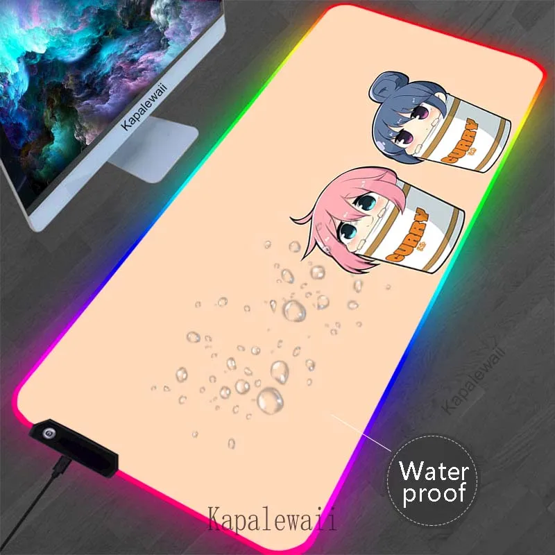 

LED Colorful Yuru Camp Gaming Mousepad Gamer Speed Accessories Keyboard Pads RGB Computer Mouse Pad Waterproof Large Mouse Mat