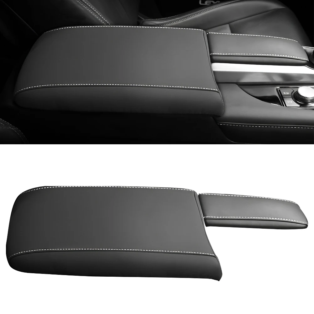 NEW Center Console Armrest Box Cover Trim Fit for Lexus RX350 450h 2016 2017 2018-2022 Black with White Line Microfiber Leather