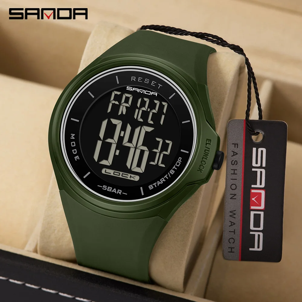 Sanda New 2131 Intelligent Microcontroller Men's and Women's Fashion Creative Blue Light Outdoor Waterproof Electronic Watch