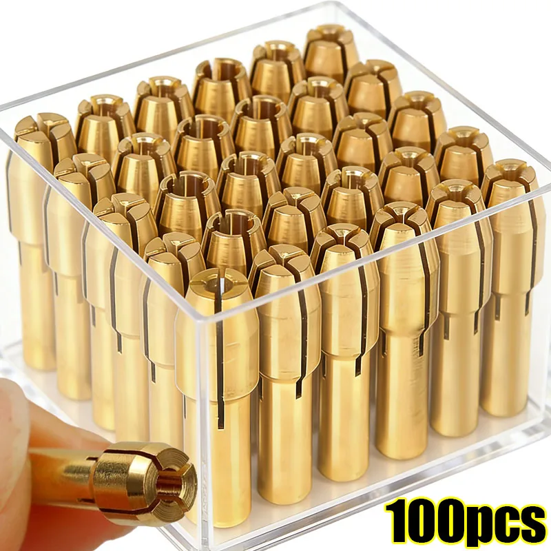 100/10 pz Mini Mandrini Per Trapano Adattatore di Rame Utensile Rotante di Potere per Rettificatrice Adattatori di Bloccaggio Micro Pinza In Ottone 0.5-3.2mm