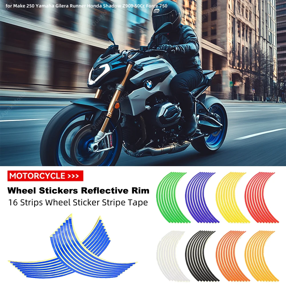 16 Strip stiker roda Strip Tape sepeda motor 17 18 inci untuk membuat 250 Yamaha Gilera Runner Honda Shadow Z900 50Cc Force