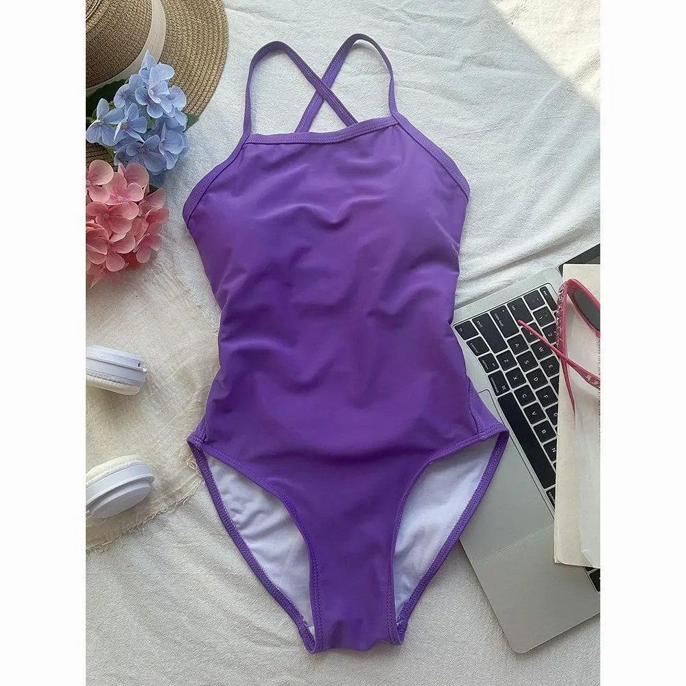 New 2026 Women's One-Piece Swimsuit Speed Suit Quick Dry  Low Cut Removable Chest Pad Professional Style Swimwear