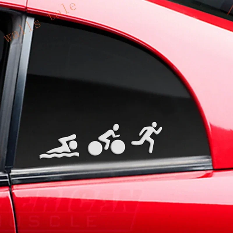

Triathlon Decal Sticker Swim Bike Run Sports Car stickers Black White 20cm*6cm