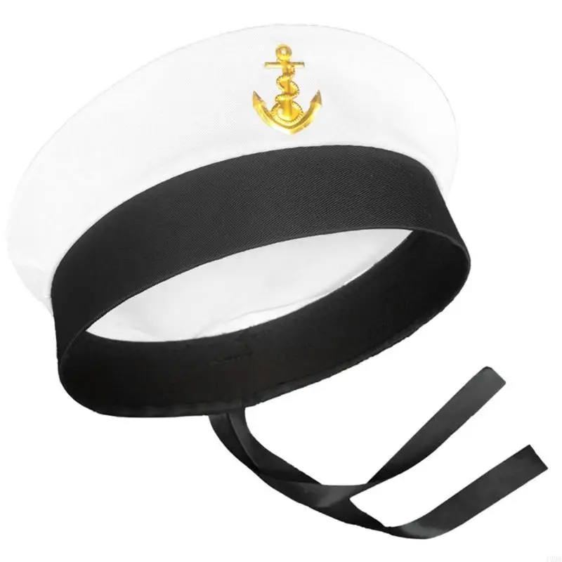 

49MB Fashion White Marine Captain Nauticals Hat Cosplay Captain Hat