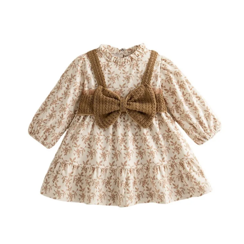 فستان أنيق على الطراز الكوري للفتيات من HoneyCherry: وصول خريف جديد، فستان الأميرة للفتيات، تنورة مكونة من قطعتين بأكمام طويلة