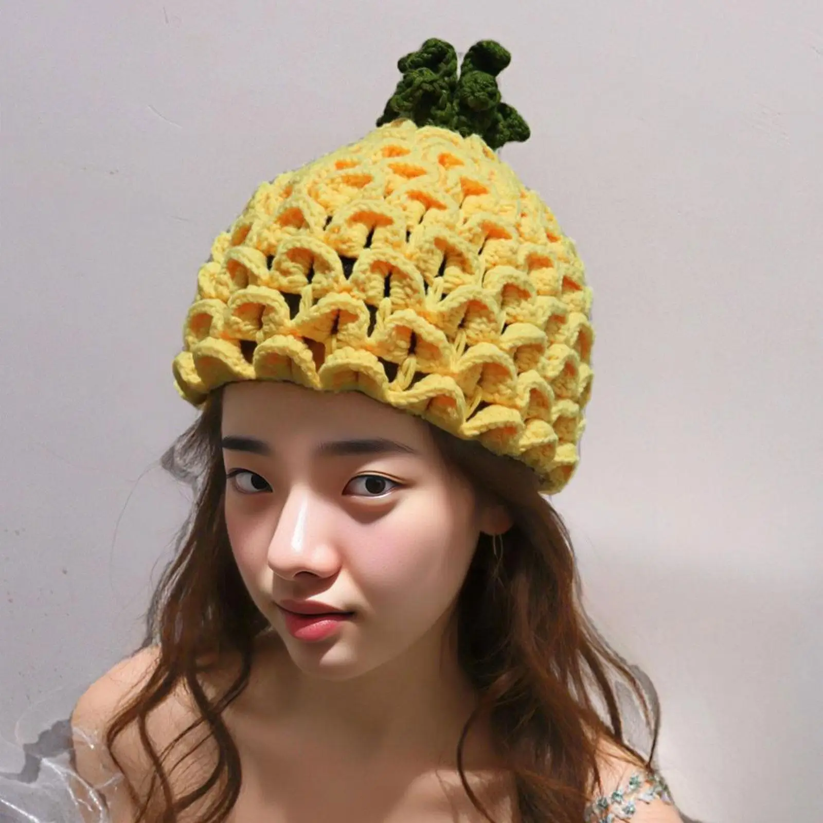 

Y2K Beanie for Women Fashion Headwear Keep Warm Soft Headgear Cute Pineapple Hat