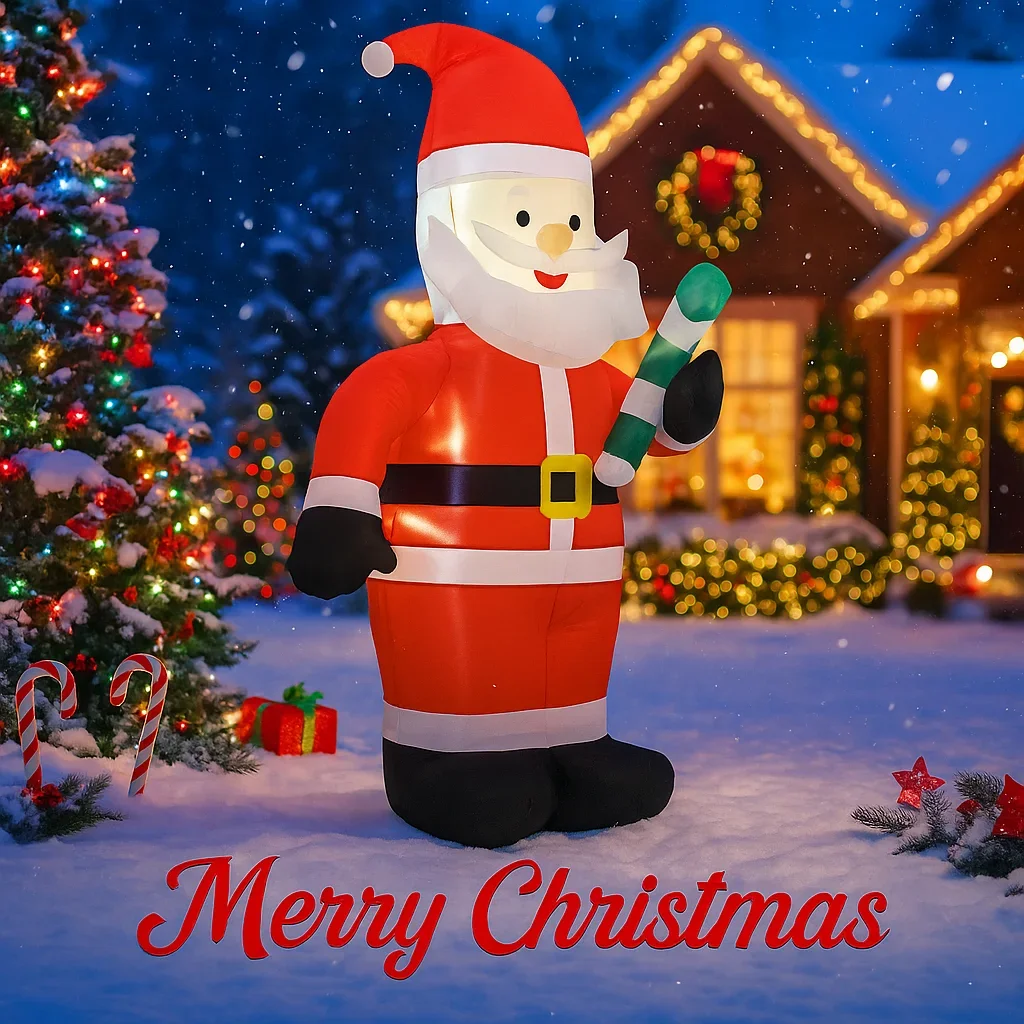 3.9FT LED Inflatable Xmas Yard Deco Santa Claus Candy Cane Christmas Home Decorations Ornament Gifts Supplies Decor Festive Toy