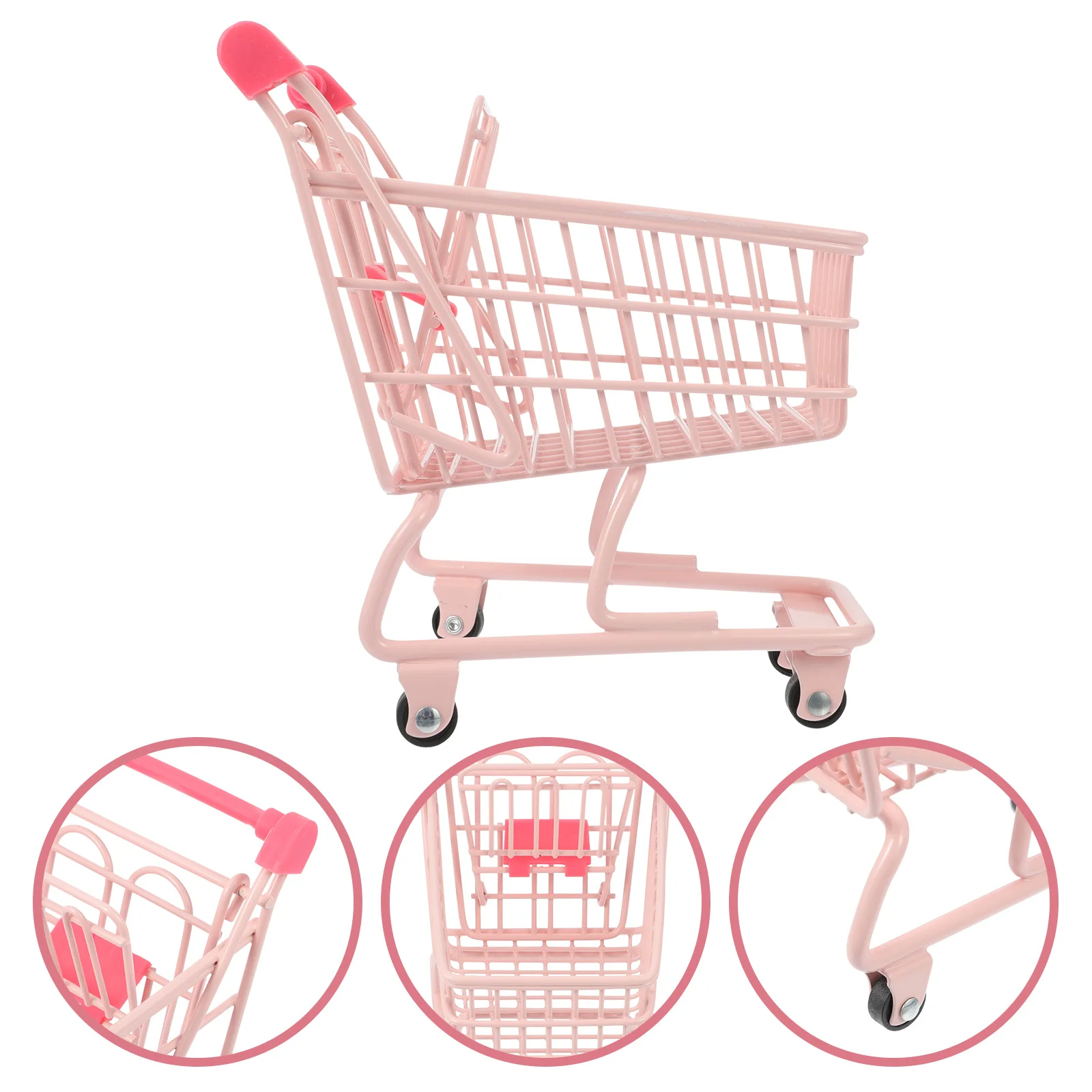 

Mini Shopping Cart Dollhouse Hand Grocery on Wheels Rescue Trolley Toy Foldable with