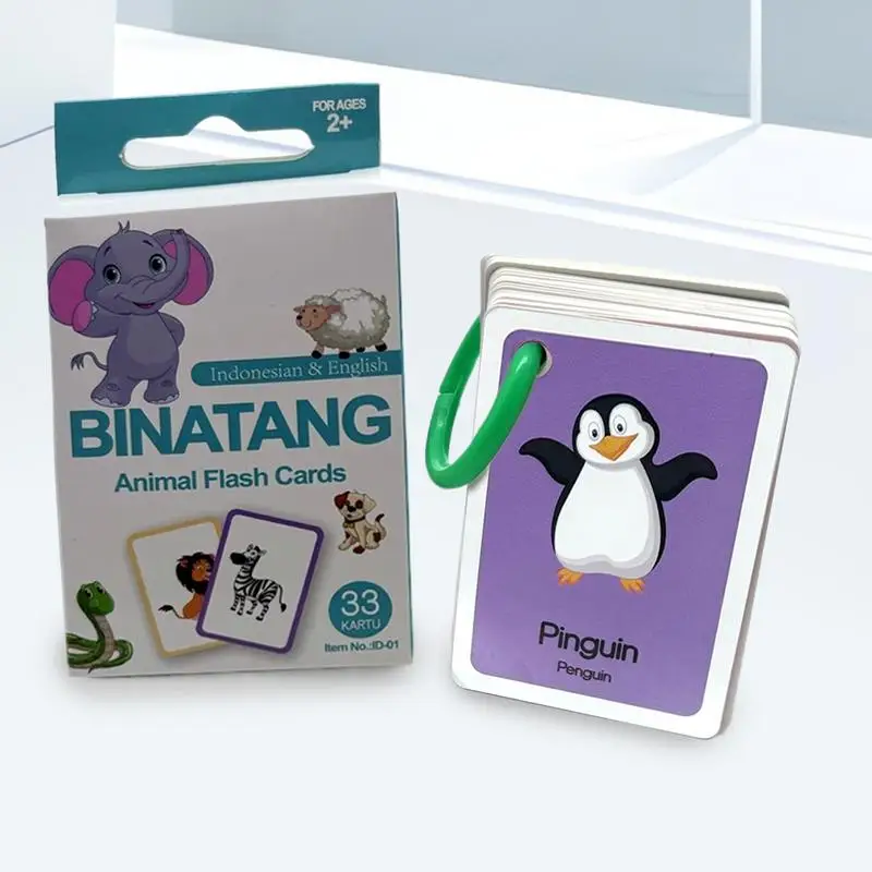 아기용 동물 플래시 카드, 33 그림 카드 단어 학습, 교육용 퍼즐 게임, 절묘한 매칭 카드 게임