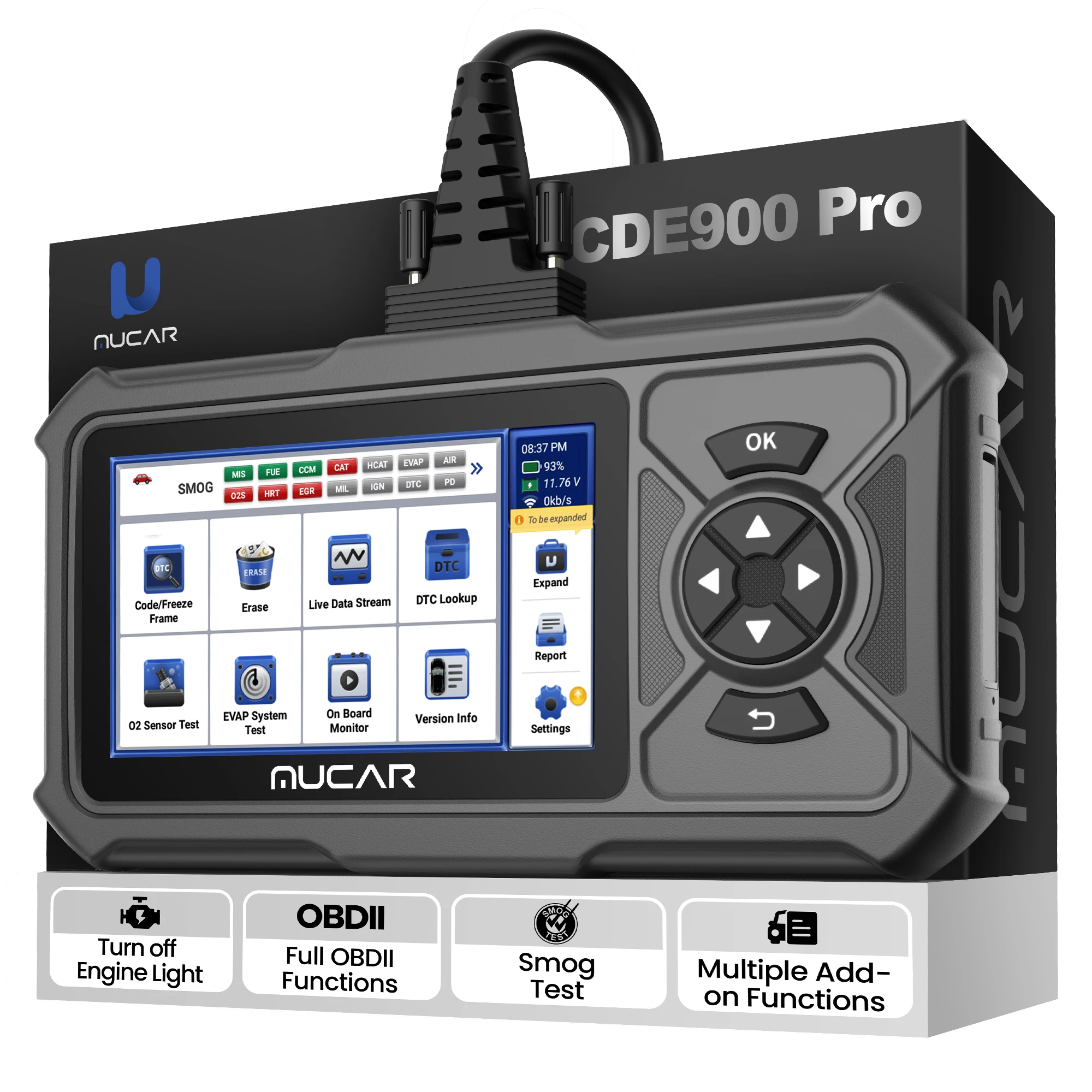MUCAR CDE900 Pro OBD2 Car Diagnostic Tool Brake Airbag Transmission Engine System Diagnosis OBD2 Scanner 32GB for Auto