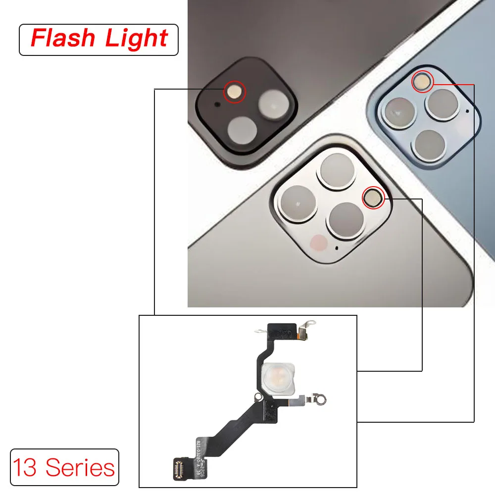 Flash Light Flex Cable for iPhone 13 Mini Pro Max Flashlight Module Connector Replacement