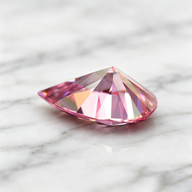 Moissanit-Stein in Birnenform Sakura-Rosa Laborgezüchteter Edelstein für DIY-Schmuckherstellung Besteht Diamanttester mit Zertifikat – Detail 2