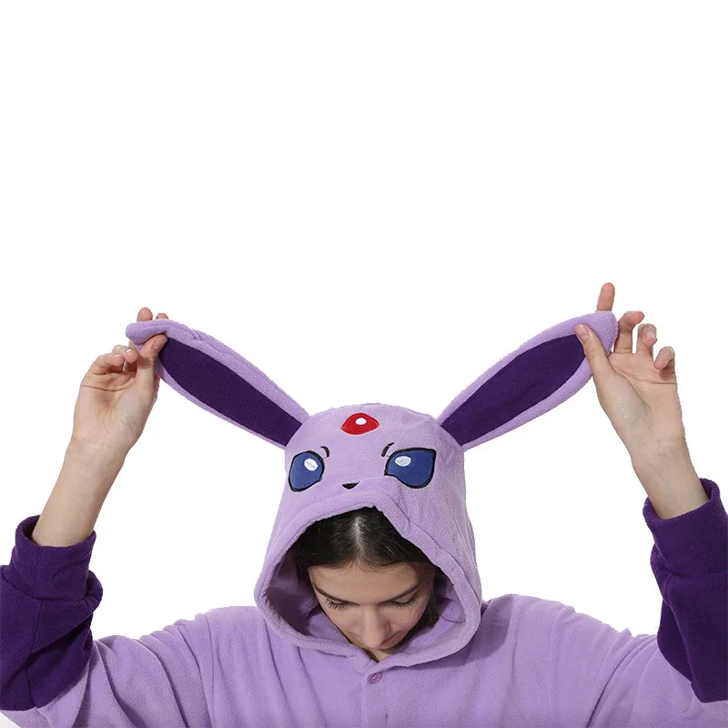 Disfraz de Cosplay de Espeon, monos de dibujos animados para mujer, Pijamas de una pieza, regalo de Halloween para adultos, ropa de dormir navideña Kigurumi