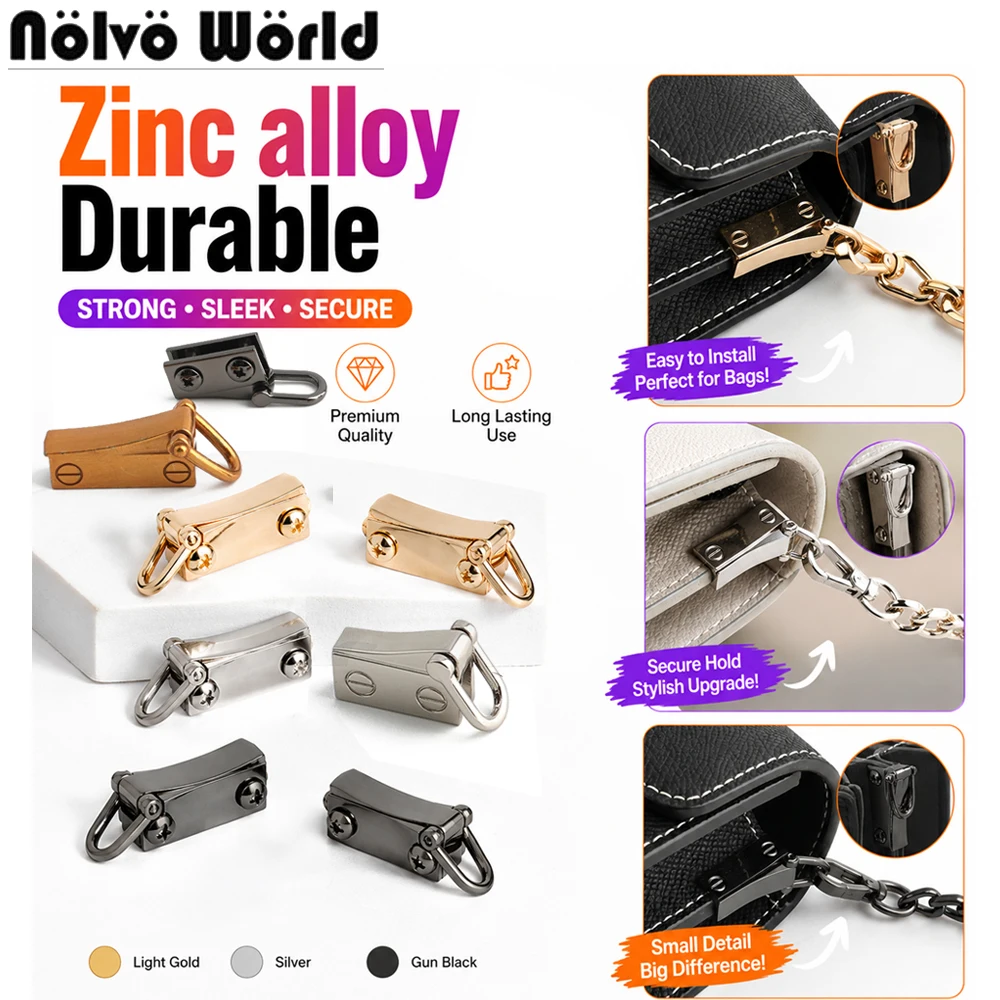 5/20/60Pairs 30x13mm,42x14mm Metal Side Clip Bag Buckle With Screws For DIY Shoulder Strap Detachable with D Ring Accessories