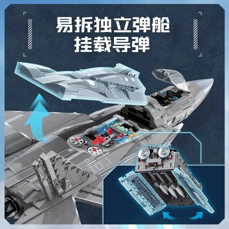 New Keeppley Genuine Zhuhai Air Show J-35 Fighter 65CM Big Building Block Model Educational Toy Boys Military Fans 2637PCS