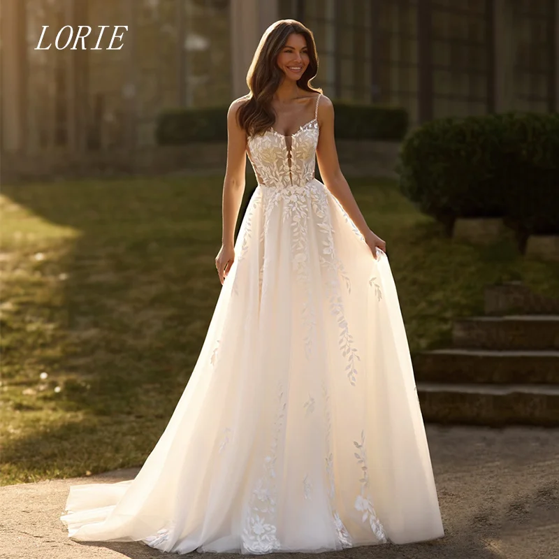 

LORIE Gorgeous 3D A Line Wedding Dress Off The Shoulder Bridal Dresses Natural Applique Wedding Gown Customized 2026