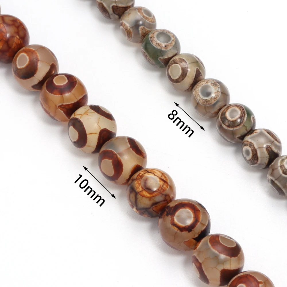 8/10mm Natural Stone Beads Vintage DZI Agate Round Loose Spacer Bead for Jewelry Making DIY Bracelets Necklace Accessories