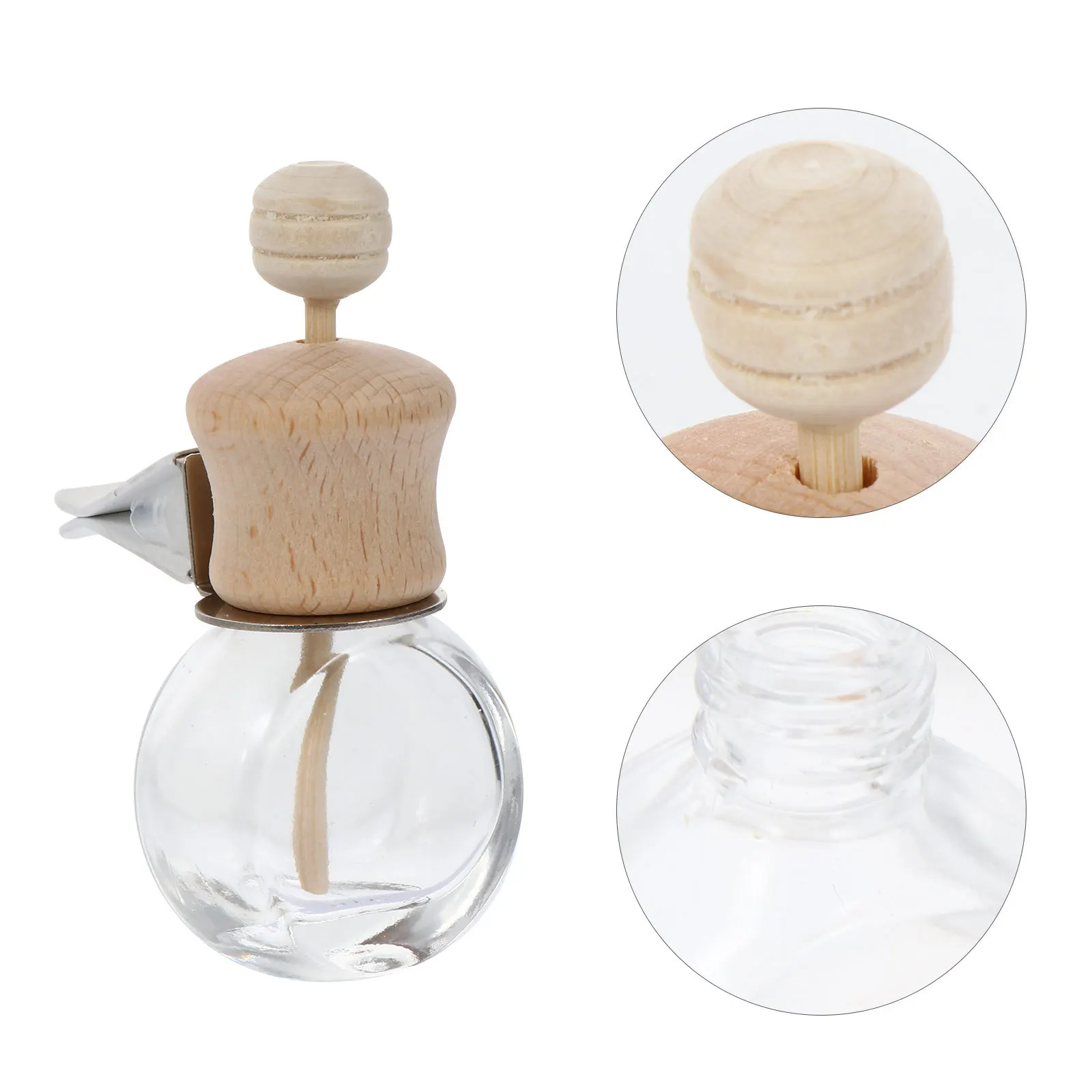 

3Pcs Car Aroma Diffuser Bottle with Wooden Lid Rotatable Air Vent Essential Oil Diffuser for Freshening Car Interior Air and