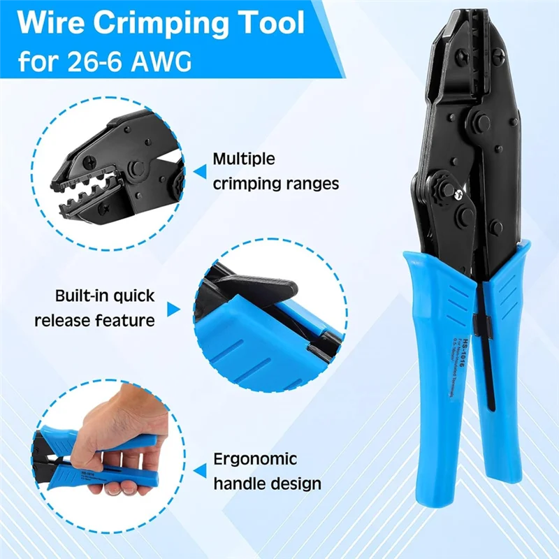 

N11R Uninsulated Butt Connector Kits Wire Butt Splice Connectors,Heat Shrink Tubing Kits Wire Crimping Tool For 26 To 6 Gauge