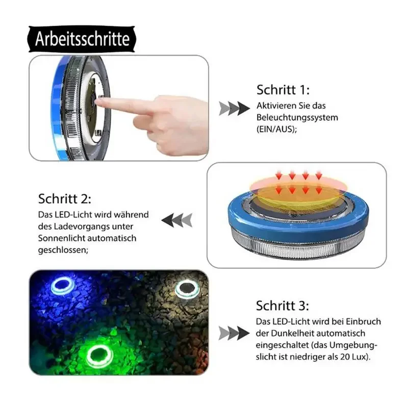 Solar Swimming Pool Lights Ip68 LED Pool Lights That Float & Glow Waterproof Long Lasting Outdoor Light up Pool Light for Garden